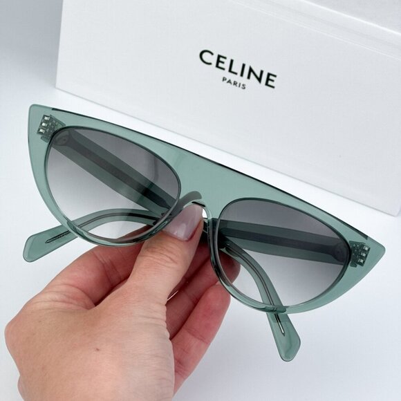 Celine CL40228I 93B BRAND NEW Sunglasses Green Grey Gradient Geometric Women - Picture 1 of 10